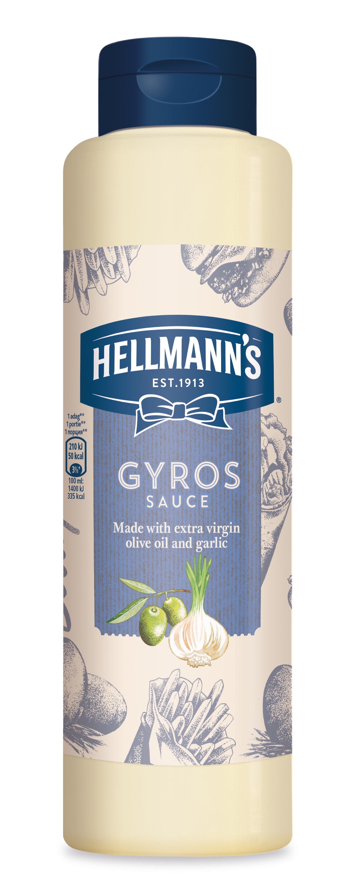 Hellmann's Gyros preliv z ekstra deviškim oljčnim oljem in česnom 850 ml